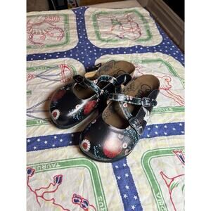 CALCEO Clogs Floral Poppy Mules Slides Lightweight Handmade New